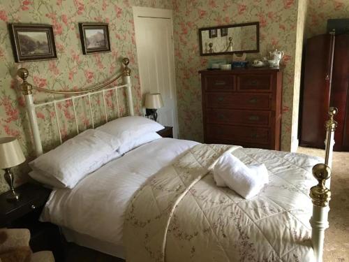 阿马Basil Sheils B&B Accommodation Armagh的一间卧室配有一张床和一个梳妆台