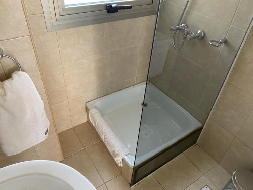 圣卡洛斯-德巴里洛切Quinta Luna NH的浴室里设有玻璃门淋浴