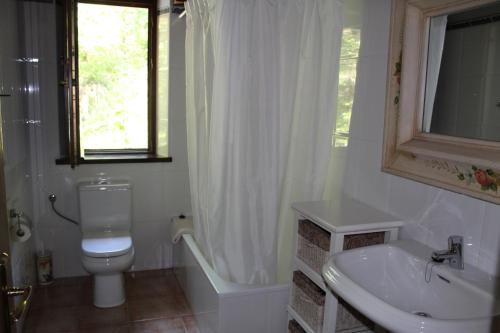 San EstebanVivienda vacacional La Güera - Casas de los Picos的白色的浴室设有卫生间和水槽。