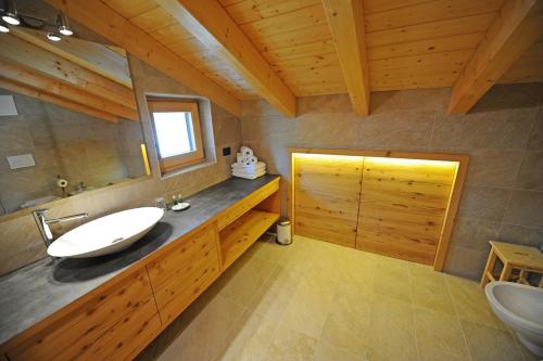 奥蒂塞伊Mountain Apartment Hapeli的一间带水槽和镜子的浴室