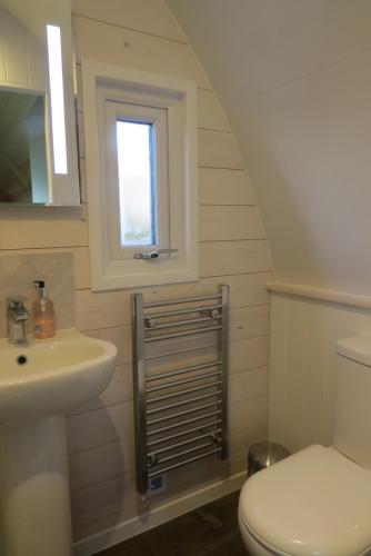 埃尔斯米尔Archers Meadow Shropshire的一间带卫生间、水槽和窗户的浴室