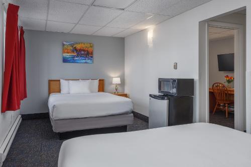 费尔班克斯Golden North Inn的酒店客房设有两张床和电视。