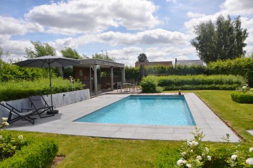 Luxe villa in Vlaamse Ardennen met zwembad内部或周边的泳池