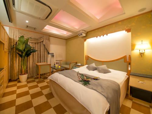 奈良罗科情趣酒店（仅限成人）的一间酒店客房,房内配有一张大床