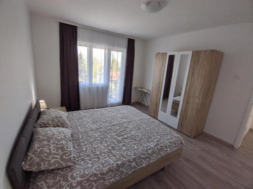 索科矿泉村Apartman IKA Sokobanja的一间卧室设有一张床和一个大窗户
