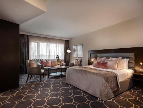 阿斯隆阿斯隆泉水酒店的酒店客房设有床和客厅。