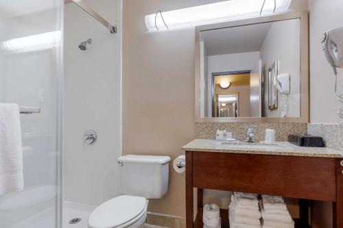 博尔德Comfort Inn & Suites Boulder的一间带卫生间、水槽和镜子的浴室