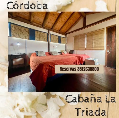 里奥塞瓦约斯Cabaña La Triada, Grupo Cabaña La Triada的酒店客房的一张海报,配有一张床