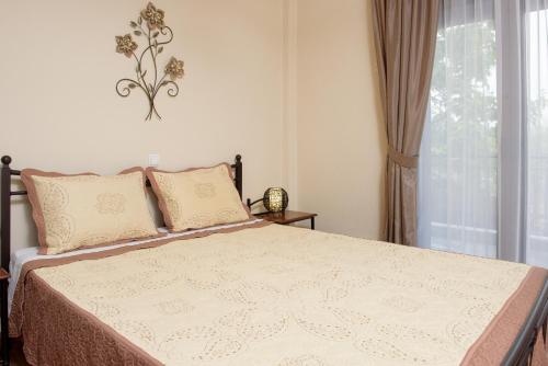 伊里斯斯Dili Apartments的一间卧室设有一张大床和一个窗户。