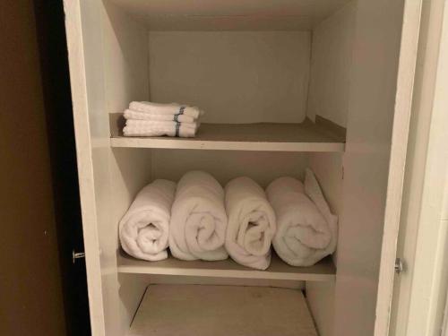 奥斯威戈The Navy 2的架子上装满白色毛巾的衣柜