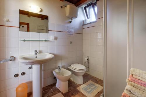 格罗塞托Stella Sud Podere Carbone的一间带水槽和卫生间的浴室