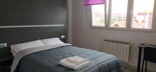 桑坦德ALOJAMIENTOS AVICHE 6的一间卧室配有一张床,上面有两条毛巾