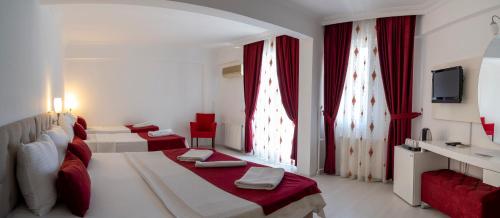 帕莫卡莱阿亚帕姆酒店的酒店客房设有两张床和电视。