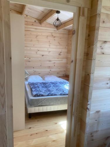 艾克塞恩维克斯Les Pins的小房间,木墙里设有一张床