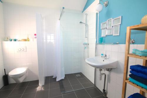 LettelbertSafaritent Zilverreiger的白色的浴室设有卫生间和水槽。