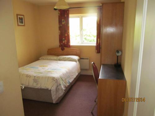 特拉利Holiday Home Tralee Ireland的一间小卧室,配有床和窗户