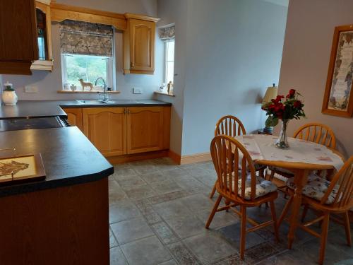 阿基尔Minaun Cliff View的厨房配有桌椅和水槽。