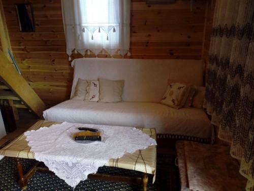 乌尔齐尼Veličanka的客厅配有沙发和桌子