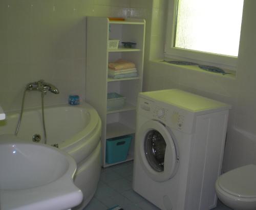 茨里克韦尼察Kotor的一间带洗衣机和水槽的浴室