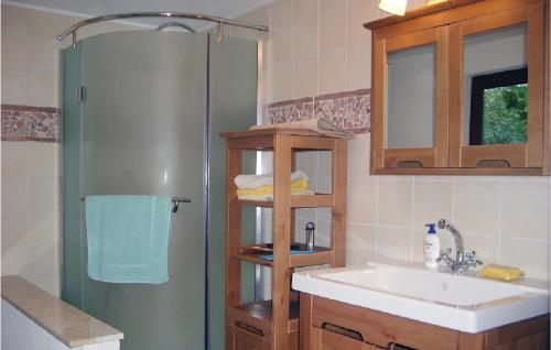 维安登Gorgeous Home In Vianden With Wifi的厨房配有水槽和冰箱。
