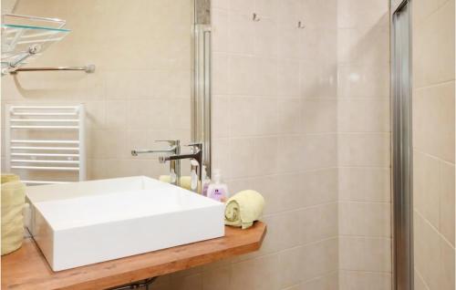 弗拉绍维斯特嘎塞V公寓的浴室配有白色水槽和淋浴。