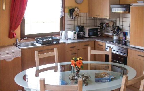 萨勒Awesome Home In Saal With 2 Bedrooms And Wifi的厨房配有桌椅和水槽。