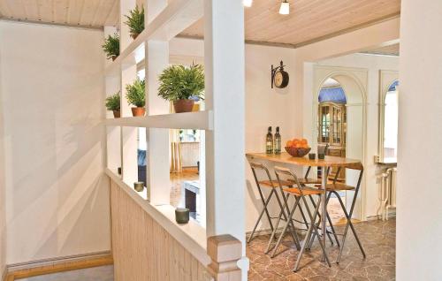 特拉诺斯Amazing Home In Trans With Sauna的厨房以及带桌椅的用餐室。