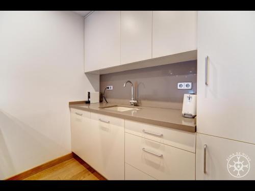 萨拉尔杜ETH PAUM de Alma de Nieve的厨房配有白色橱柜和水槽