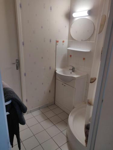 莱萨布勒-多洛讷Maison au Coeur des Sables d'Olonne的一间带卫生间和水槽的小浴室