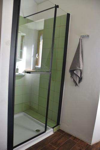 Dekani205 Dekani的浴室里设有玻璃门淋浴