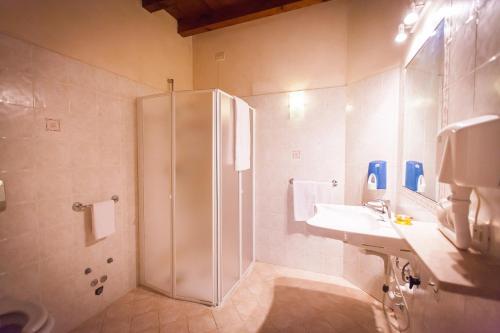 Cavriana阿勒科特德比奇酒店的带淋浴和盥洗盆的浴室