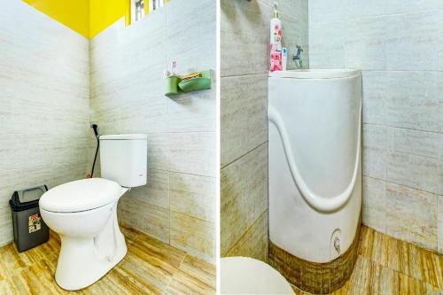MandirancanOYO HOMES 91242 Desa Wisata Cibuntu Kuningan Syariah的浴室两张照片,带卫生间