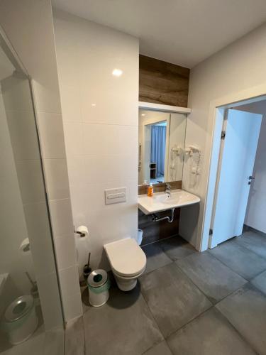 西恩纳Aparthotel Apartamenty Czarna Góra 320的一间带卫生间和水槽的浴室