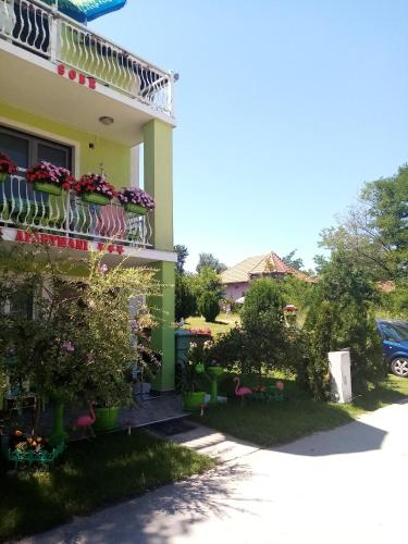 大格拉迪什泰Apartmani Cirkov的阳台上放着花盒的房子