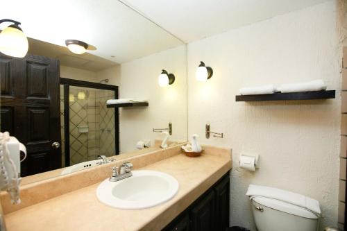 圣何塞德尔卡沃波萨达泰拉诺瓦酒店的一间带水槽、卫生间和镜子的浴室