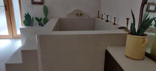 奥斯图尼MAREULIVI的一间带水槽和盆栽植物的浴室