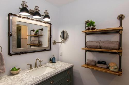 弗拉格斯塔夫303 BnB Inn Flagstaff的一间带水槽和镜子的浴室