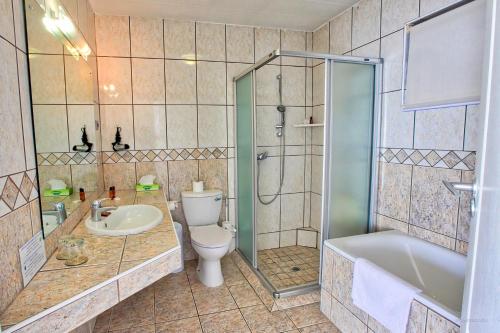 温特和克图勒酒店的浴室配有卫生间、淋浴和盥洗盆。