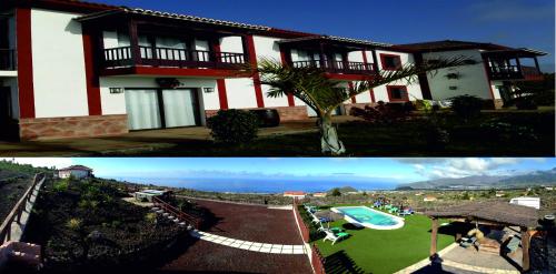 洛斯·亚诺斯·德·阿里丹富恩特水疗公寓的两幅房子和游泳池的照片