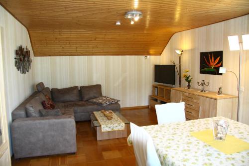 洪堡Ferienwohnung Klosterblick的带沙发和电视的客厅