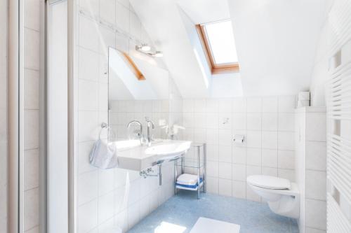 圣吉尔根豪斯沃尔夫冈湖公寓的白色的浴室设有水槽和卫生间。