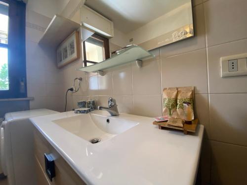 韦尔切利Chicco Apartment light的浴室设有白色水槽和镜子