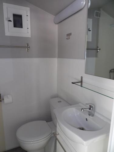 东伽特绿洲乡村公园酒店的白色的浴室设有卫生间和水槽。