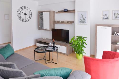 里耶卡Apartments Danijela & Love Nest的带沙发和电视的客厅