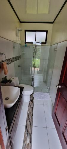 QuesadaKoi Room的一间带水槽、卫生间和淋浴的浴室