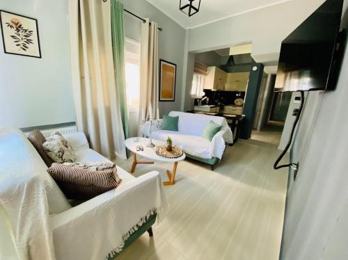 雅典Phoenix Garden Apartments II的客厅配有沙发和桌子