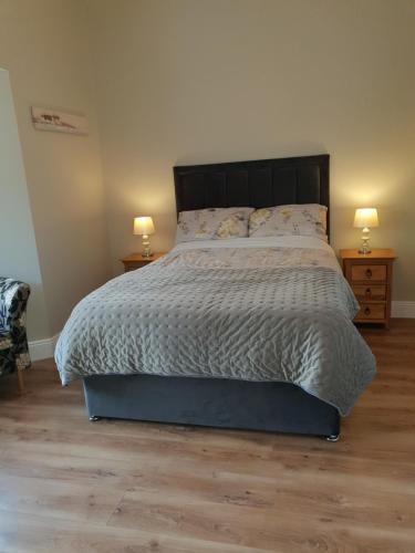 布拉尼Beechwood Lodge的一间卧室配有一张带2个床头柜的大床