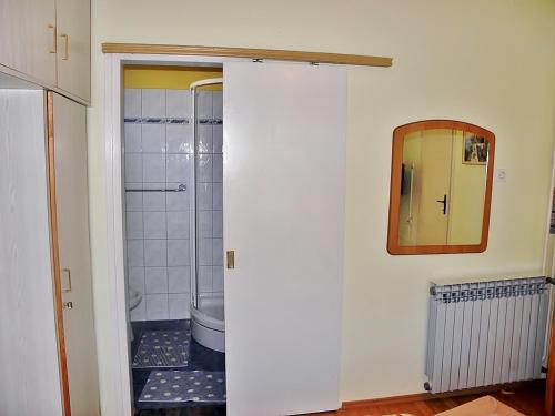 班约勒Alemka的一间带卫生间和镜子的浴室