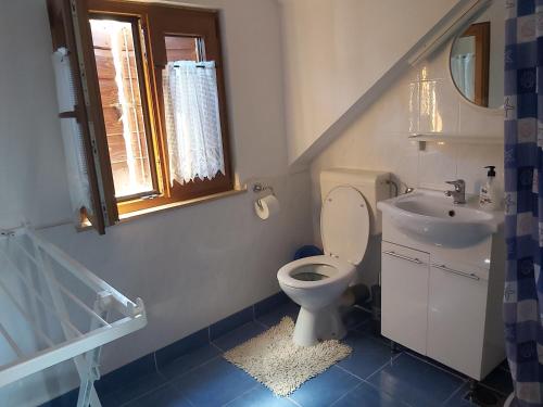 苏佩塔尔Vila Dora Supetar的一间带卫生间、水槽和窗户的浴室