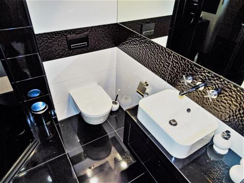 耶莱尼亚古拉Apartament Cieplicka的浴室配有白色水槽和卫生间。